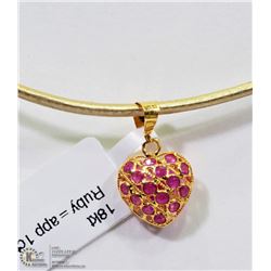 2) 18KT YELLOW GOLD 30 RUBY 2 SIDED PENDANT