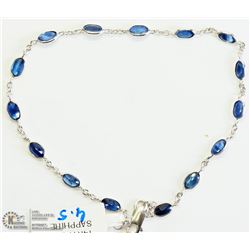 3) 14KT WHITE GOLD 15 SAPPHIRE BRACELET