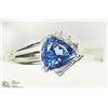 Image 2 : 4) 14KT WHITE GOLD TANZANITE & 3 DIAMOND RING