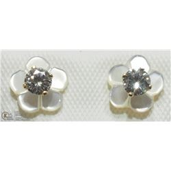 5) 14KT DIAMOND W/MOTHER OF PEARL JACKET EARRINGS