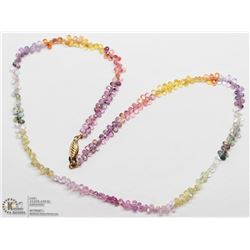 6) 14KT Y.GOLD MULTI-COLOUR SAPPHIRE 16" NECKLACE