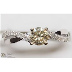 7) 14KT W. GOLD DIAMOND & SIDE WHITE DIAMOND RING