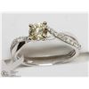 Image 3 : 7) 14KT W. GOLD DIAMOND & SIDE WHITE DIAMOND RING