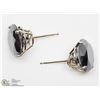 Image 2 : 9) 14KT WHITE GOLD BLACK DIAMOND EARRINGS