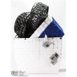 STACK OF NEW LARGE AND ASSORTED BASKETS ON CHOICE