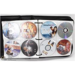 LARGE BLACK DVD CASE FULL OF DVD MOVIES