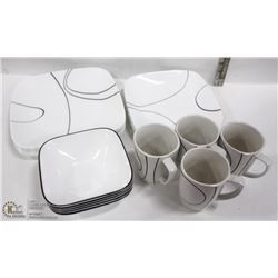 COMPLETE SET OF 4 CORELLE DISHES WITH EXTRA PLATES