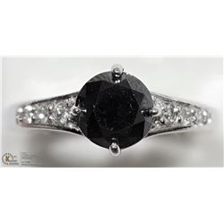 11) 14KT BLACK DIAMOND & 6 WHITE DIAMOND RING