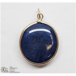 12) 14KT YELLOW GOLD TREATED SAPPHIRE PENDANT