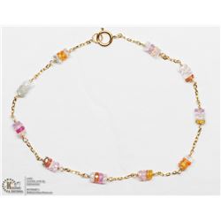 15) 14KT GOLD MULTI-COLOUR SAPPHIRE 7" BRACELET