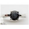Image 1 : 16) 10KT WHITE GOLD BLACK DIAMOND SOLITAIRE RING