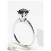 Image 3 : 16) 10KT WHITE GOLD BLACK DIAMOND SOLITAIRE RING