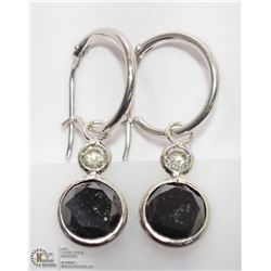 17) 14KT W. GOLD BLACK & WHITE DIAMOND EARRINGS