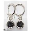 Image 1 : 17) 14KT W. GOLD BLACK & WHITE DIAMOND EARRINGS