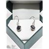 Image 2 : 17) 14KT W. GOLD BLACK & WHITE DIAMOND EARRINGS
