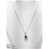 Image 2 : 18) 14KT BLACK & 3 WHITE DIAMOND PENDANT NECKLACE