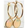 Image 1 : 19) 10KT YELLOW GOLD OPAL HOOP EARRINGS