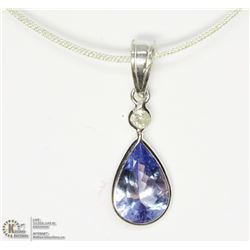 20) 14KT TANZANITE & DIAMOND PENDANT NECKLACE