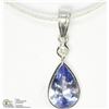 Image 3 : 20) 14KT TANZANITE & DIAMOND PENDANT NECKLACE