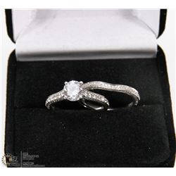 STERLING SILVER AND CUBIC ZIRCONIA WEDDING RING