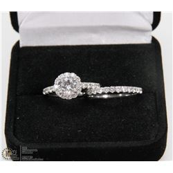 2PC STERLING SILVER AND CUBIC ZIRCONIA WEDDING SET