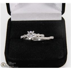 STERLING SILVER AND CUBIC ZIRCONIA WEDDING RING