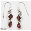 Image 1 : 25) STERLING SILVER GARNET EARRINGS