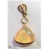 Image 2 : 27) 14KT T. GOLD OPAL SAPPHIRE & DIAMOND PENDANT