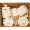 Image 1 : BOX OF POTTERY CANISTERS, PAINTABLE