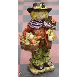 DECORATIVE CERAMIC WELCOME SCARECROW 25" TALL.