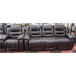 NEW BROWN LEATHERETTE 82"RECLINING SOFA WITH CHAIR