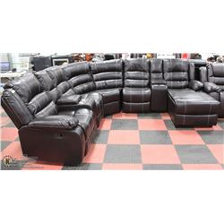 NEW BORDEAU BLACK LEATHERETTE DBL CONSOLE CHAISE