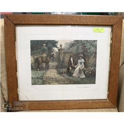 VINTAGE PICTURE "LOVES WHISPERS" - CORNER GLASS