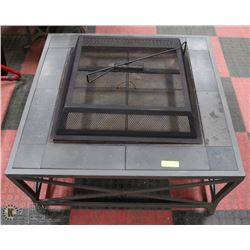 FIREPIT WITH GRANITE SLATE TRIM & FIREPOKER -