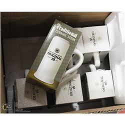 BOX OF 12 NEW BEER STEINS