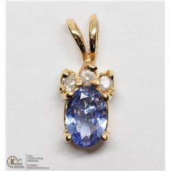 31) 10KT YELLOW GOLD TANZANITE & DIAMOND PENDANT