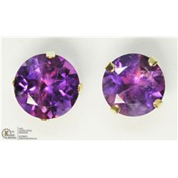 32) 10KT YELLOW GOLD AMETHYST STUD EARRINGS