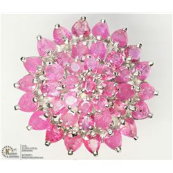 34) STERLING SILVER RUBY LARGE FANCY RING