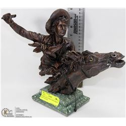 HORSE AND COWBOY WITH GREEN BASE FIGURINE