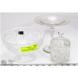 CRYSTAL CANDY DISH & SUGAR BOWL WITH LID SOLD WITH
