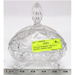 VINTAGE PINWHEEL CRYSTAL 3 FOOTED  LIDDED CANDY
