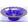Image 1 : BLUE GLASS BOWL WITH SILVER ETCHING