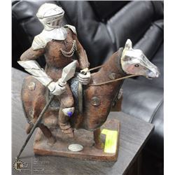 JOUSTING KNIGHT ON HORSE STATUE, 15" TALL