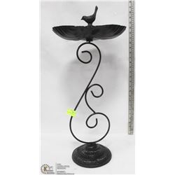 BLACK METAL BIRD BATH - 26" TALL -
