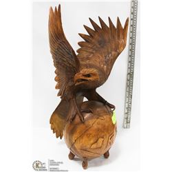 WOODEN CARVED EAGLE FIGURE