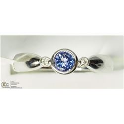 42) 10KT WHITE GOLD TANZANITE & DIAMOND RING