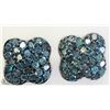 Image 1 : 43) STERLING SILVER BLUE DIAMOND EARRINGS