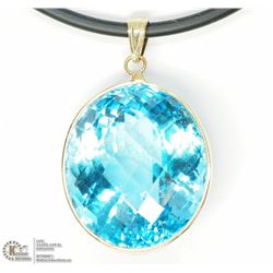 45) 14KT Y. GOLD TOPAZ PENDANT W/CORD NECKLACE