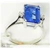 Image 2 : 47) 14KT WHITE GOLD TANZANITE & TWO DIAMOND RING