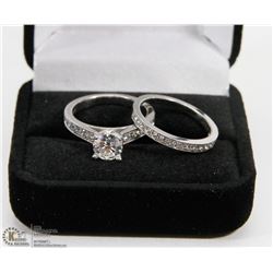 STERLING SILVER AND CUBIC ZIRCONIA WEDDING RING